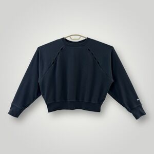 Nike Sweatshirt Womens L Crop Dri-FIT‎ DM7653-010 Crewneck Cutout Pullover Top